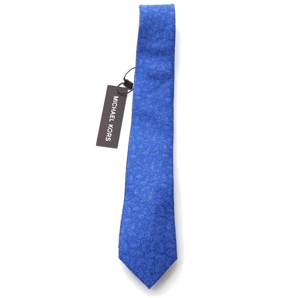 MICHAEL KORS Boys Blue Paisley Slim 100% Silk Neck Tie NWT